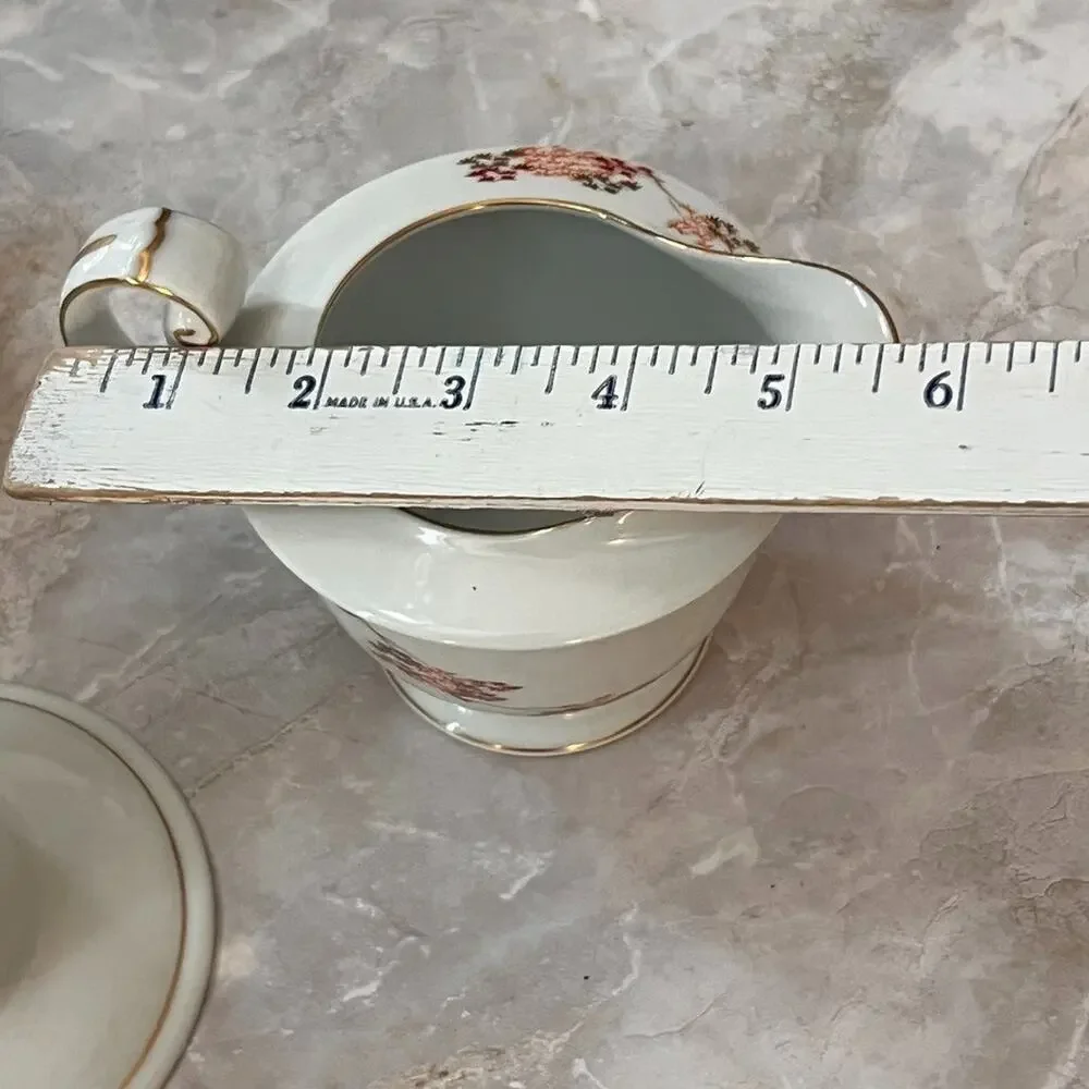 Fukagawa Arita Porcelain Gravy Boat Cream & Candle Holder Maple Leaves Handpaint